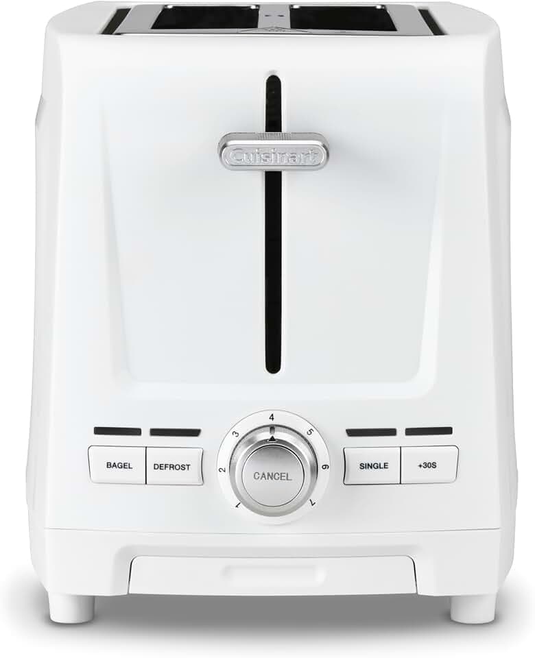 Cuisinart Core Collection 2-Slice Toaster | Extra-Long Slots for Artisan Bread, Bagel | High-Lift Quickview™ | Single Slice & Defrost Function | +30sec Toast Boost | Removable Crumb Tray, White