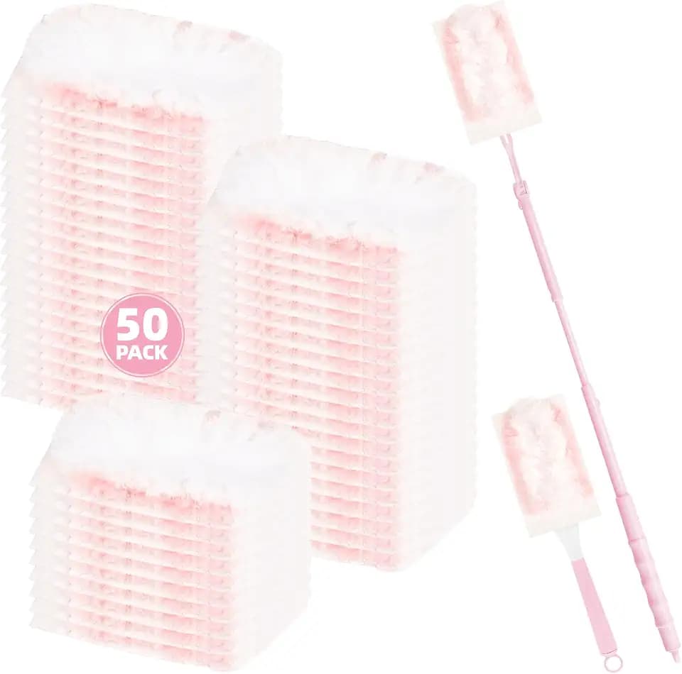 52 Stück Staubmagnet für Swiffer Staubmagnet Nachfüllpack (Rosa)