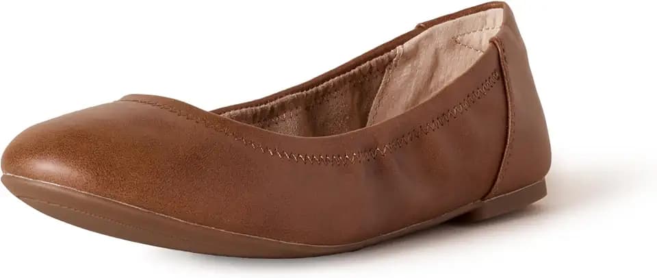 Amazon Essentials Women's Comfortable Round Toe Ballet Flats, Cushioned Memory Foam