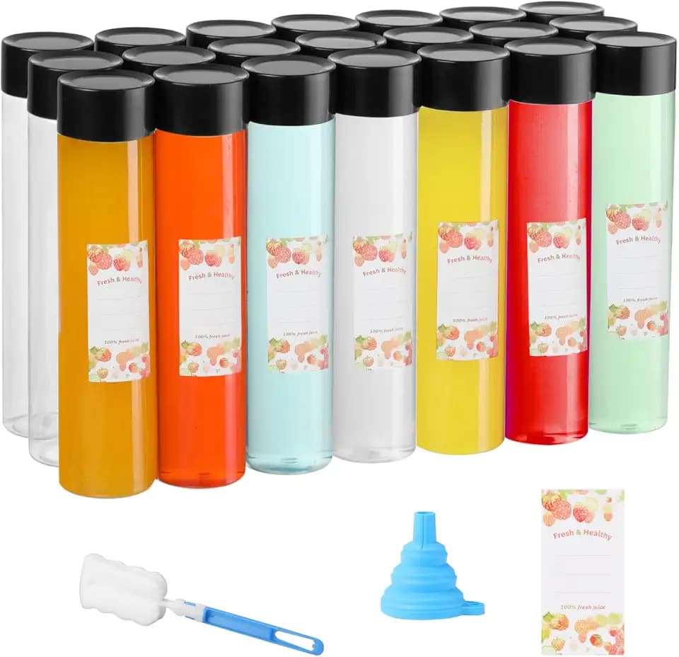 16 Oz 21 Pcs Juice Bottles Round Drinking Bottle with Caps