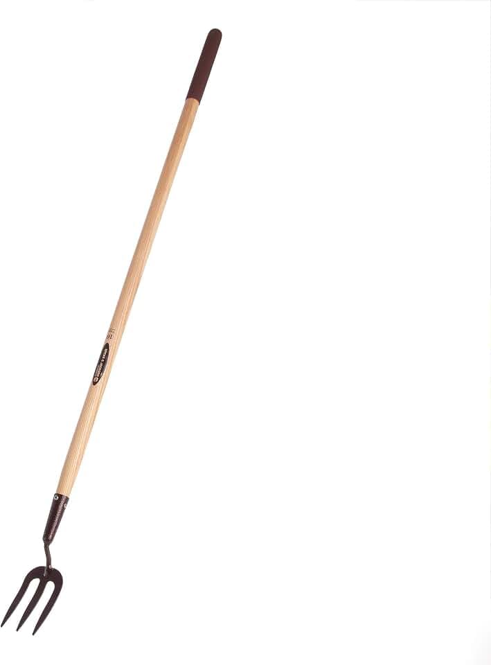 Spear & Jackson 4060NB Langstiel-Handgabel, Carbonstahl & Eschenholzstiel | Gehärteter Carbonstahlkopf mit Pulverbeschichtung zum Jäten & Lockern des Bodens, Elements Carbon Serie