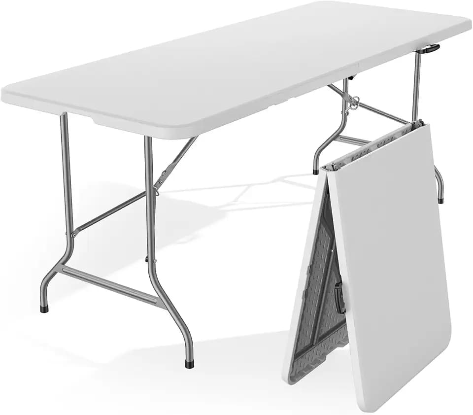 Sweetcrispy 6 FT Folding Picnic Table, Easy to Fold and Store
