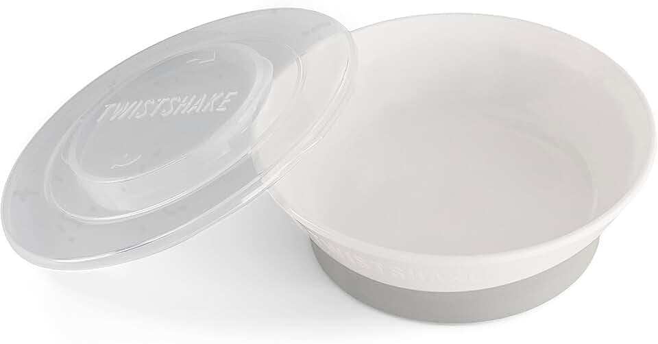 Twistshake Baby-Schüssel mit luftdichtem Deckel | BPA-freier Baby-Entwöhnungsnapf | Babyteller ab 6 Monaten | Essenstrainingsteller für Kinder | Babynahrungsschüssel | Lernschale für Kinder | Weiß