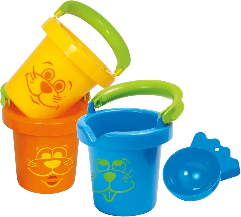 Gowi 558-12 Lustige Baby Eimer, 3teilig, im Netz, Wasserspielzeug