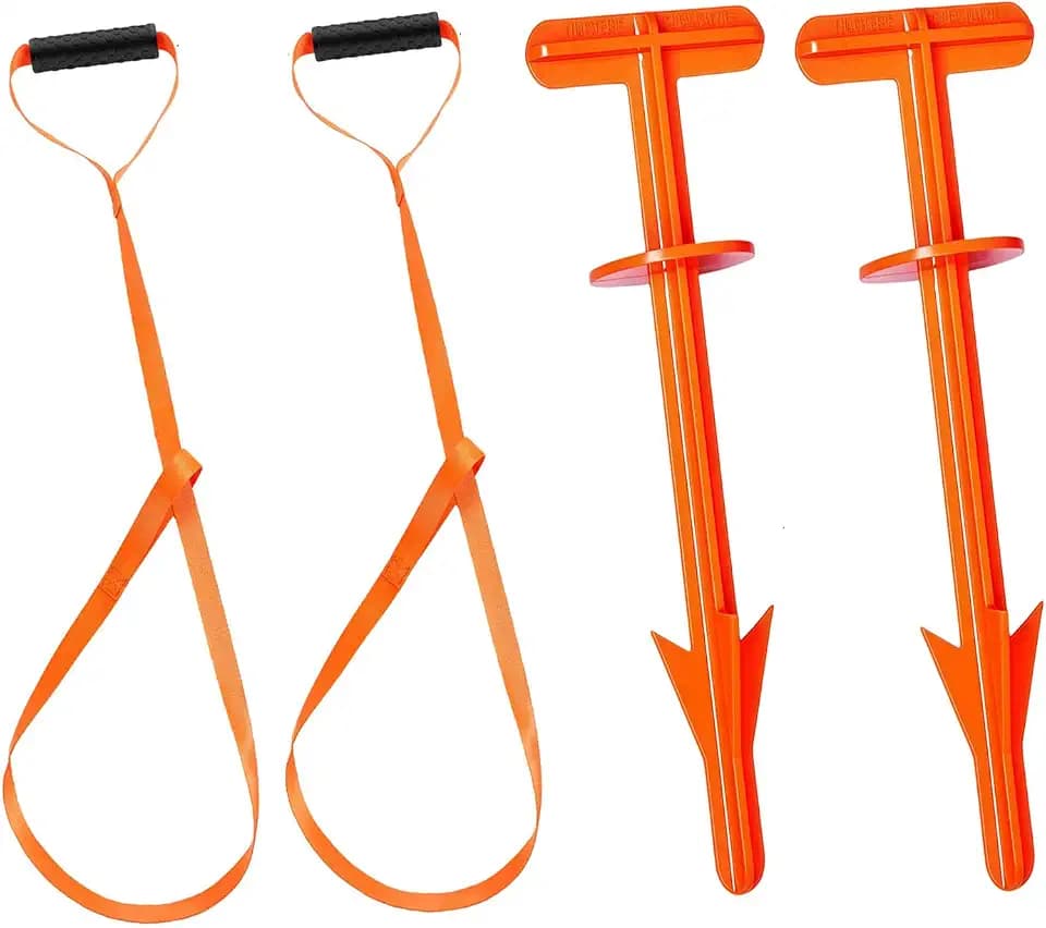 4 Pcs Deer Hunting Accessories,1700lbs Loadbearing Deer Drag Rope and Hunting Butt Out Tool,Field Dressing Knife,Deer Processing Equipment, Sturdy Rope with Soft Handle,Gifts for A Hunter