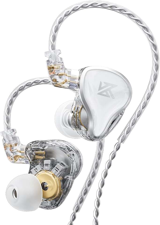 KZ ZAS In-Ear-Kopfhörer mit Kabel, IEM-Kopfhörer, 16-Einheiten-Hybrid-Hochfrequenz 7BA + 10 mm Dual DD HiFi-Stereo-Sound-Kopfhörer Noise Cancelling-Ohrhörer (Weiß, kein Mikrofon)