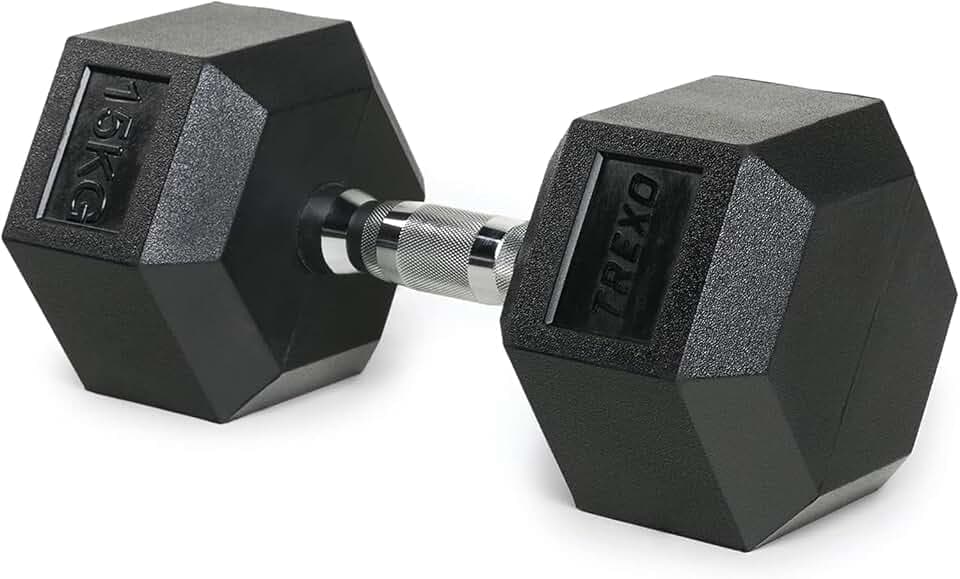 XTREXO Hexagon Hanteln 2,5 kg – 35 kg, Ergonomischer Verchromter Griff, Gummierte Gusseisen Kurzhantel, Fitnessgerät für Zuhause, Geeignet für Männer und Frauen