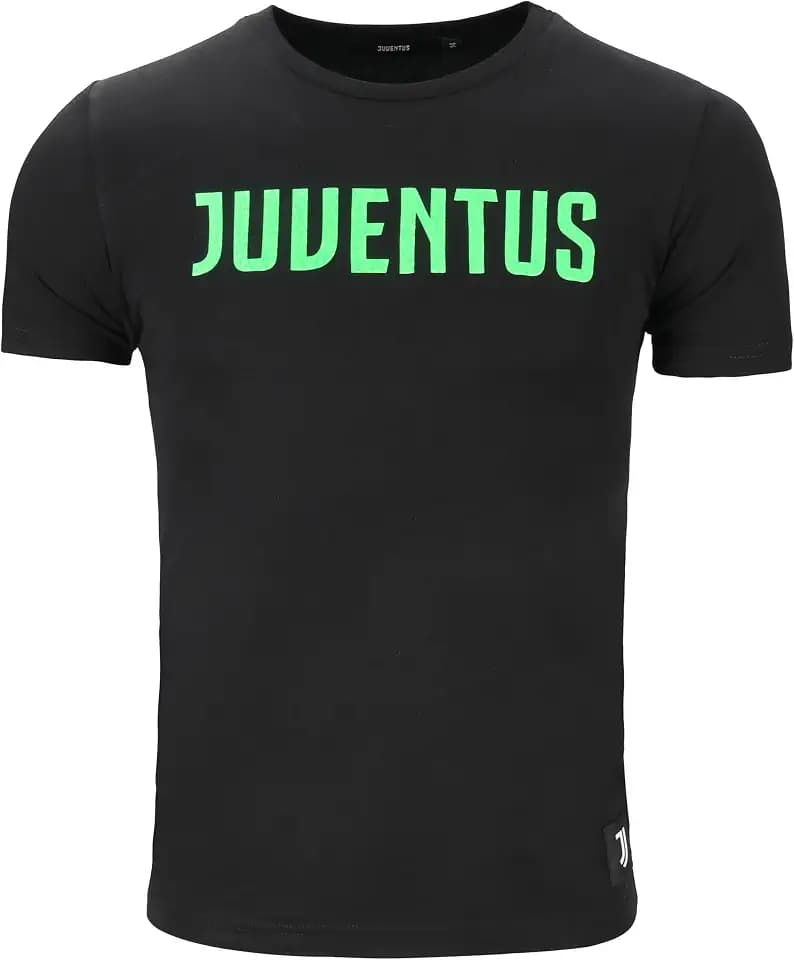 Juventus - Graphic T-Shirt mit grüner Aufschrift, offizielles Produkt, Kinder-T-Shirt, Schwarz, 12 Jahre
