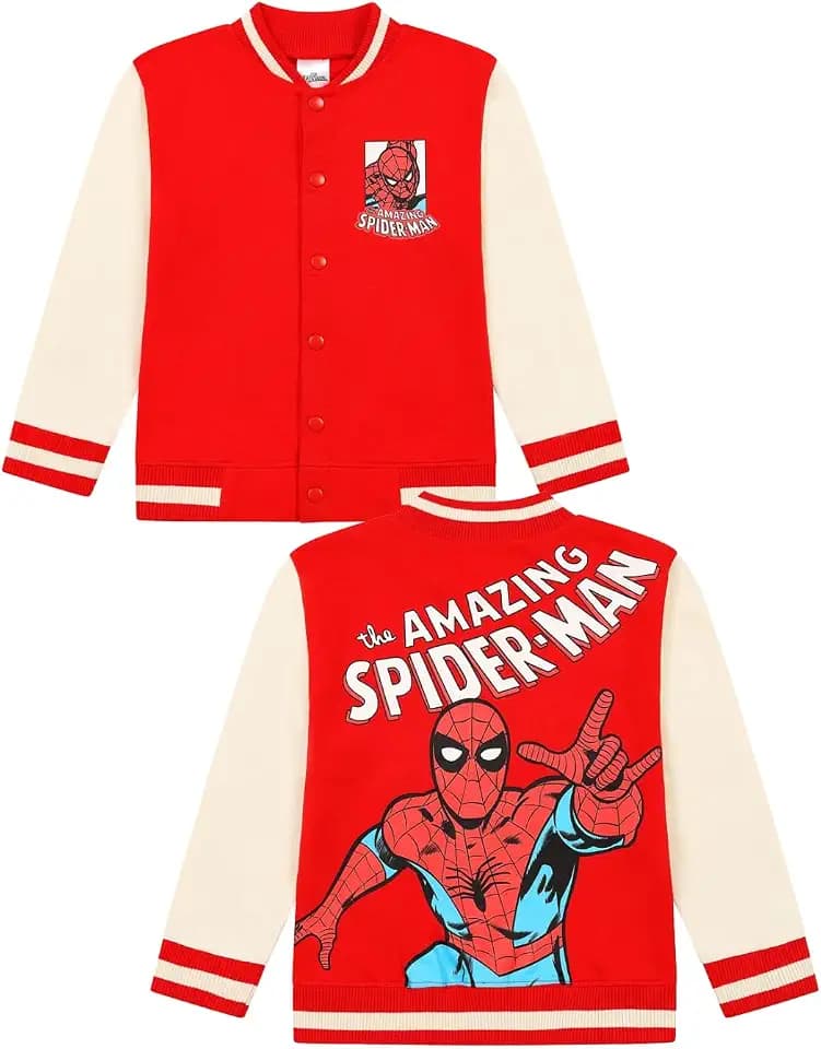 Marvel Jungen Spiderman Varsity Bomberjacke Avengers Basbeball Style Mantel für Kinder