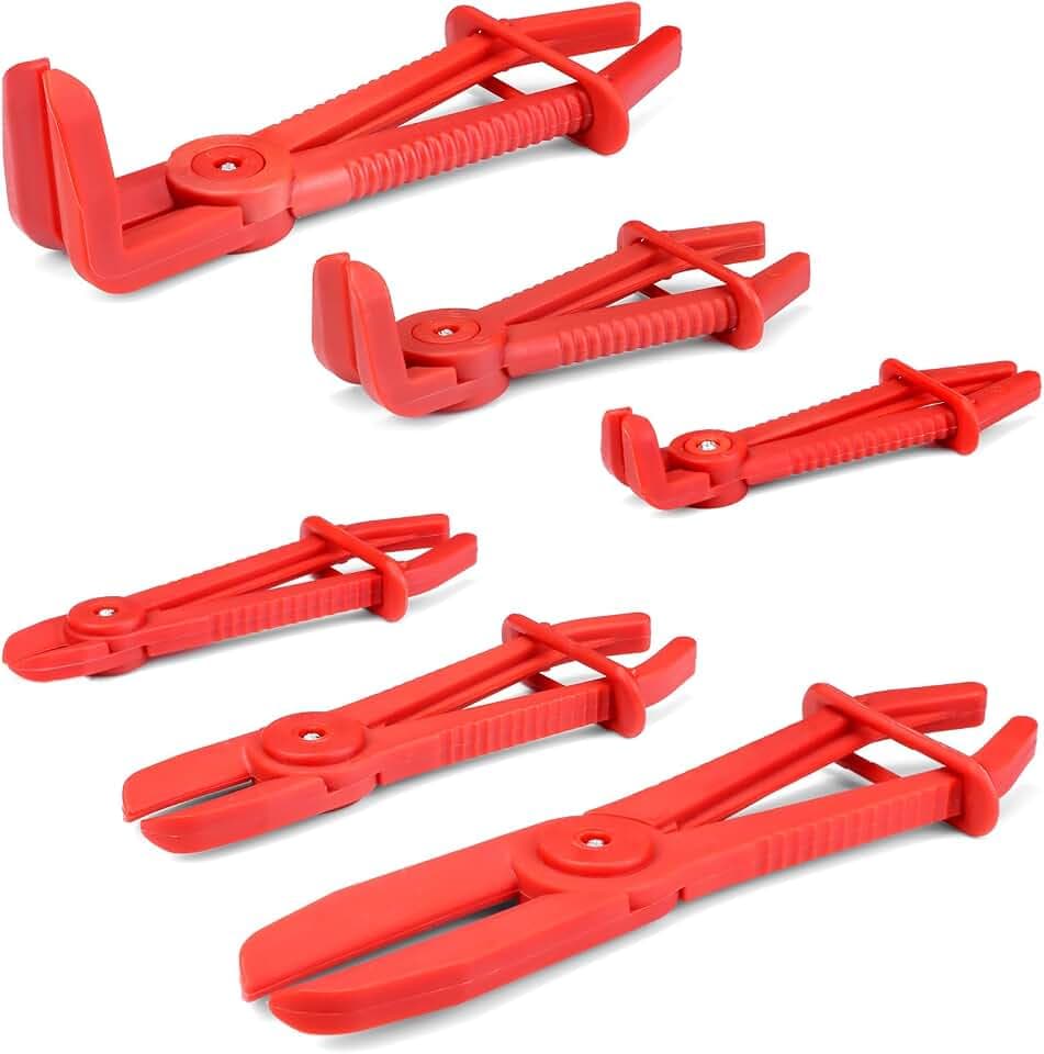 6tlg Schlauchklemmen Zangen Set, Flexible Nylon Abklemmzange für Kraftstoffschläuche, Kühlschläuchen, Bremsschläuche - Sicherheitskartenschnalle Design