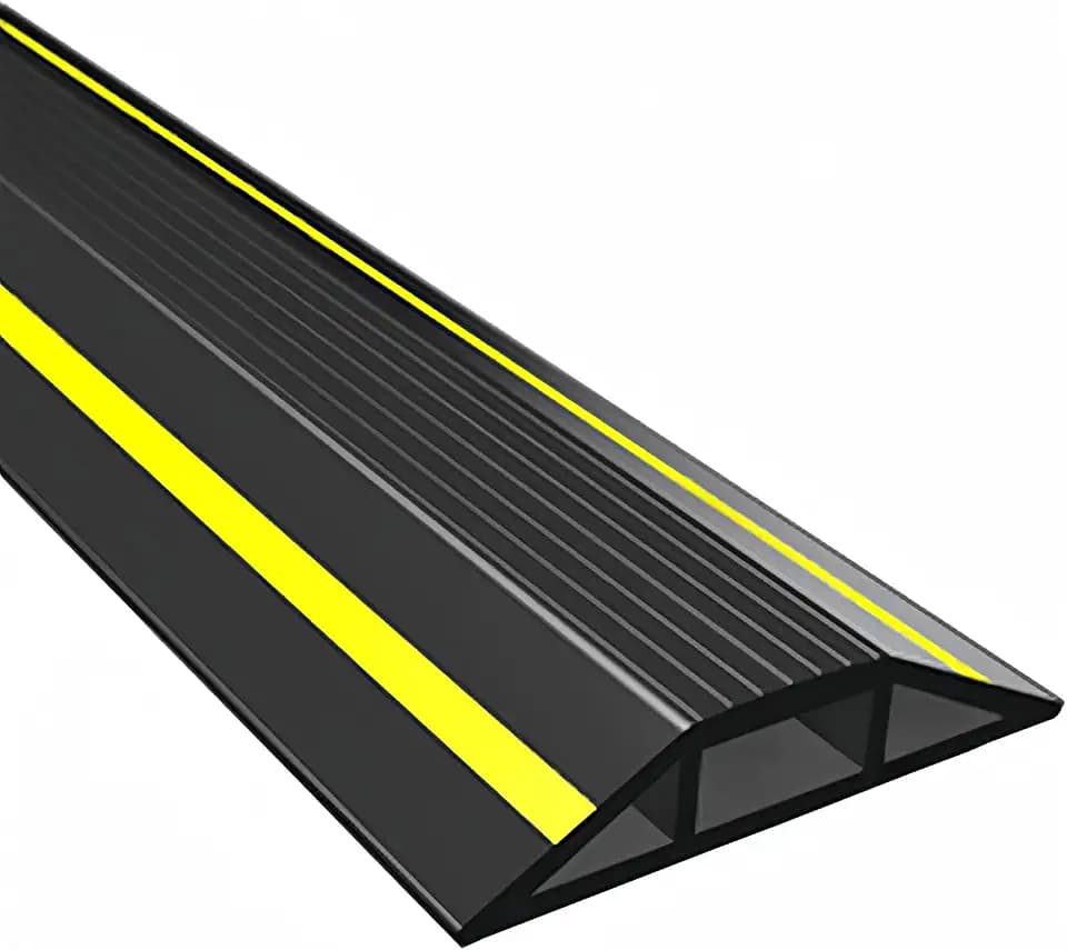 10FT Floor Cord Cover for Wires, Heavy Duty PVC 3-Channel Floor Cable Cover, Extension Cord Cover & Cable Protector, Indoor Outdoor, 0.94 x 0.4 in Center Channel