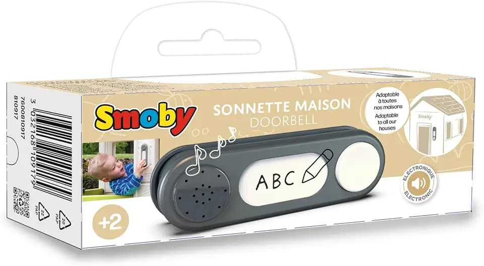Smoby – elektronische Türklingel – Klingel für Gartenhaus, Spielklingel zum Nachrüsten, Bellen & Miauen, einfache Montage, passend für die meisten Spielhäuser