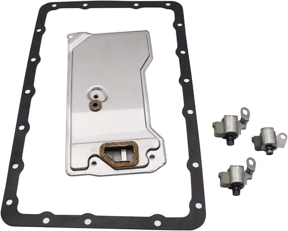 GXARTS A340 AW4 Transmission TCC Lock Up Solenoid Shift Solenoids and Transmission Filter Gasket Fit for Jeep Cherokee Wagoneer 1986 UP Toyota 4Runner Pickup Supra T100 Tacoma 1992-1997 Lexus SC300