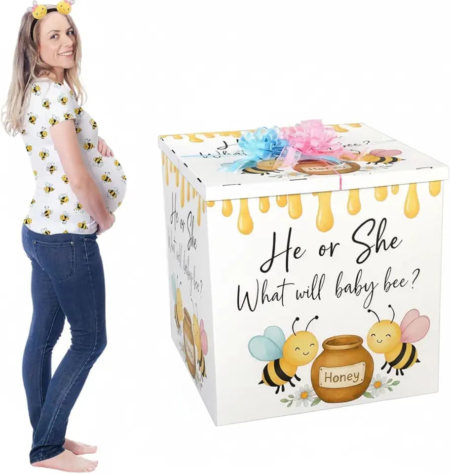 AmazingSpark 28in Giant Gender Reveal Gift Box Kit, What Will Baby Bee
