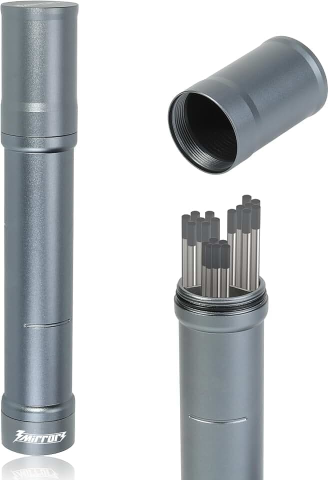 3mirrors Tungsten Holder-Titanium Gray Storage Tube for TIG Tungsten Electrode with 3 Section Divider & Magnetic Base,Protective Fit that Prevents Oxidation and Damage.