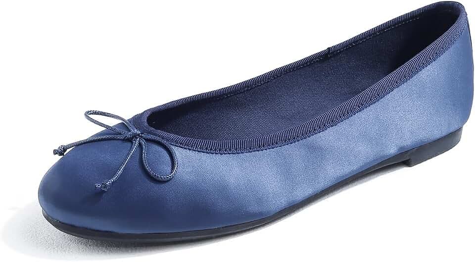 FEVERSOLE Women's Shiny Silky Soft Fabric Cushioned Comfort Flats Breathable Party Elegant Dress Ballets