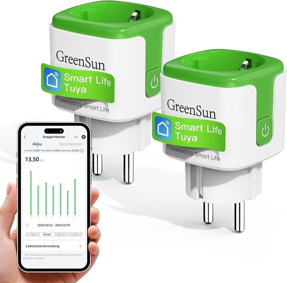 GreenSun Stromzähler für Steckdose Wlan Smart Steckdose mit Strommessung