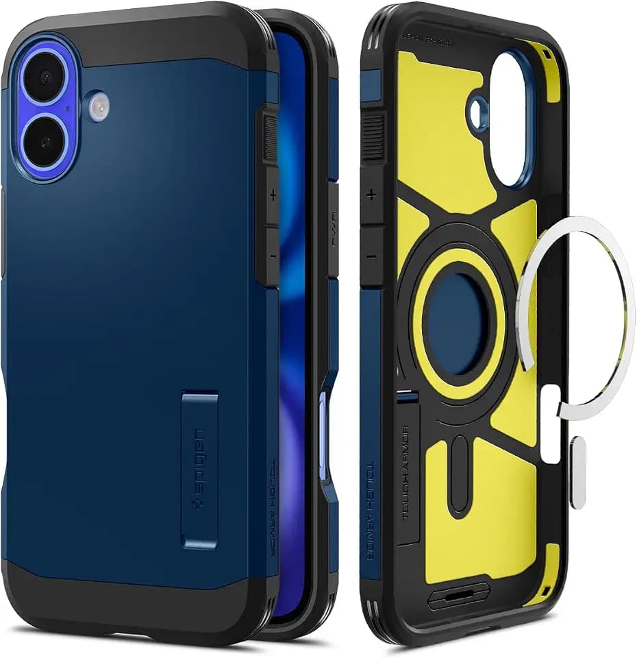 Spigen Tough Armor MagFit for iPhone 16 Case, Navy Blue