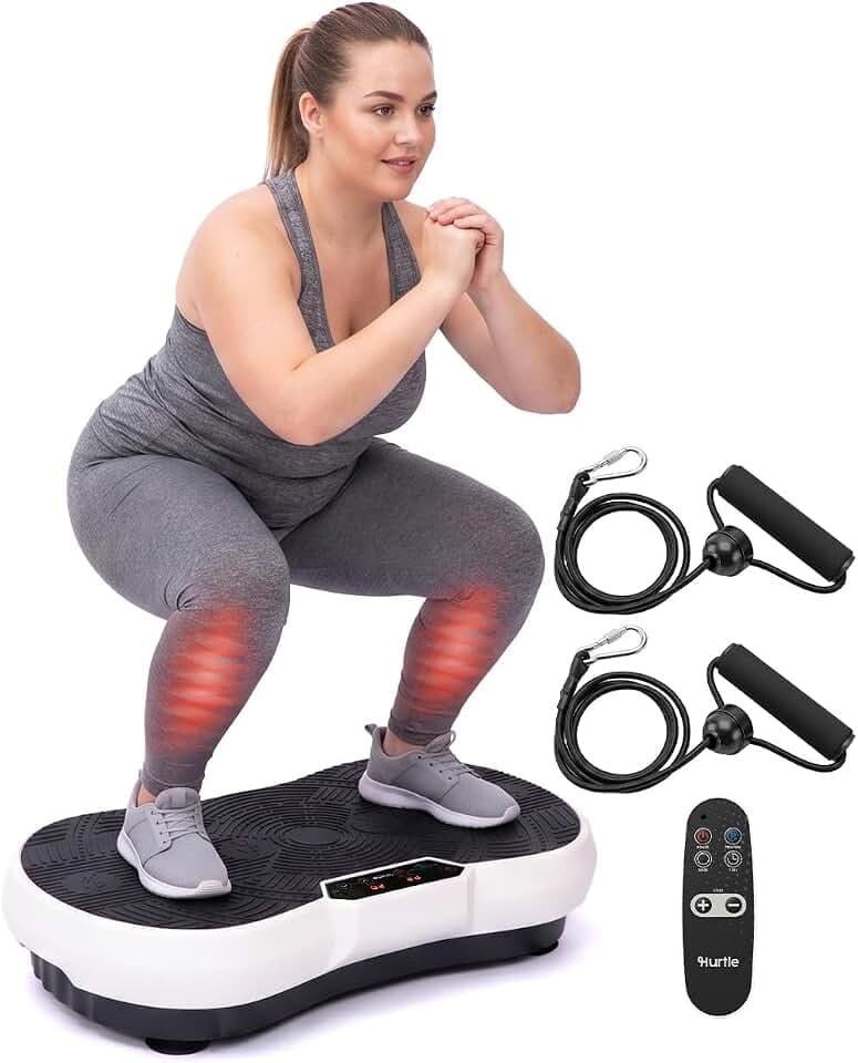 Hurtle Vibration Plate Exercise Machine with Handlebar, Vibration Plate with Handles for Low-Impact Home Fitness, 1-99 Speed Levels, 10 Preset Programs, Remote Control, Quiet Workout Platform