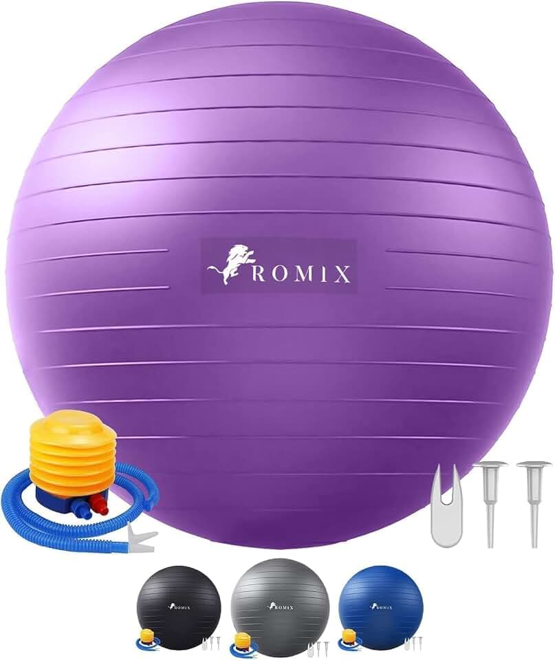ROMIX Exercise Ball, Anti-Burst Yoga and Birthing Ball with Pump, Home Use