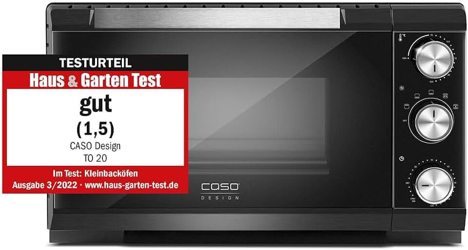 CASO TO 20 - Backofen, Stufenlose Temperatur 70-230 °C, Timer 120 Min