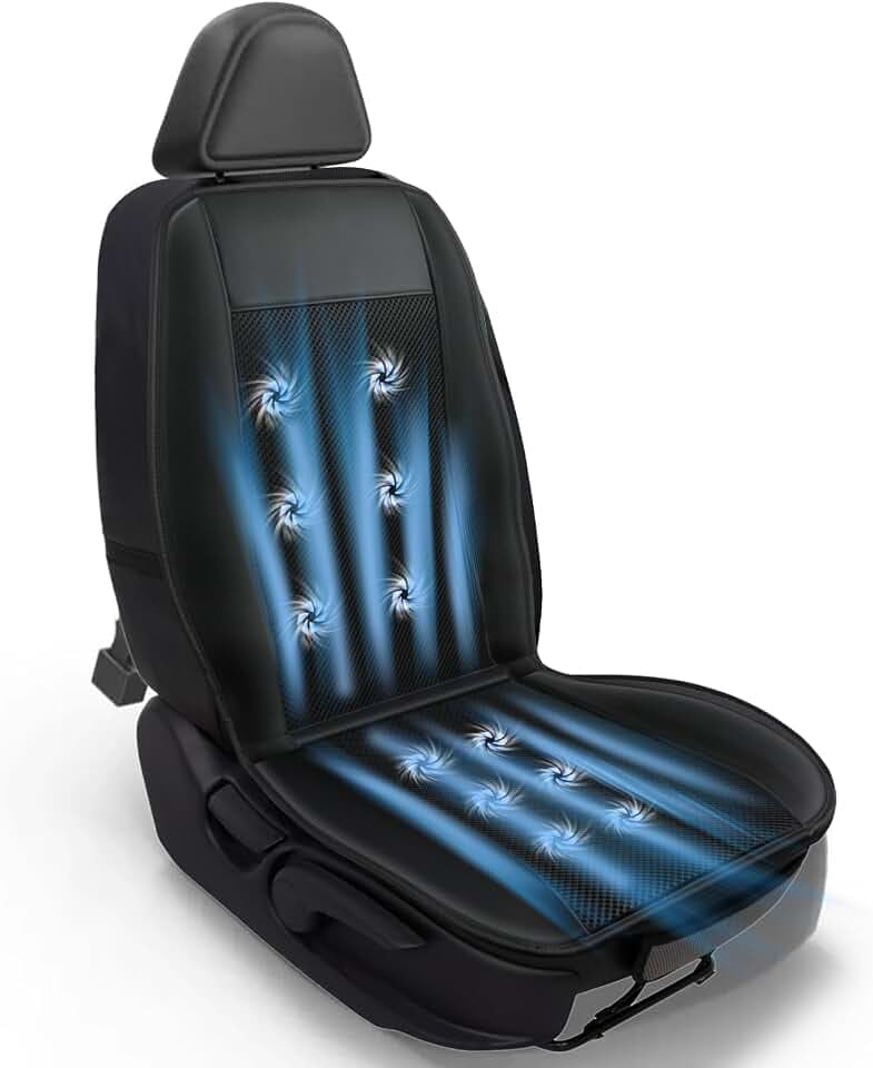 Cooling Car Seat Cushion, 12V&24V Breathable Cooling Seat Cover for Car, 2026 Updated Rapid Cooling Ventilated Cooled Seat Pad Cushion with 12 Fans Universal Fit Most Cars Automotive Truck SUV Van