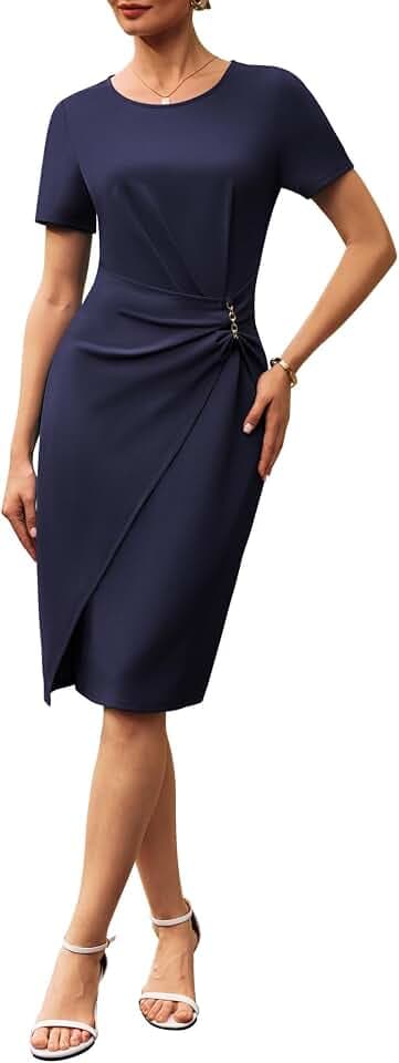 GRACE KARIN Damen Bodycon Bussinesskleid Rundhals Formelle Etuikleid