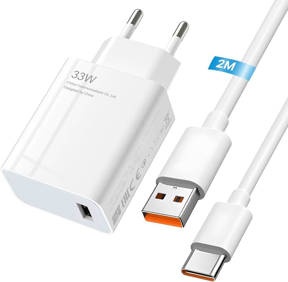33 W Schnellladegerät für Xiaomi Mi 13 Mi 12 Mi12Pro Mi11 11 Ultra Mi11 Lite Mi 10 Redmi Note 12 12 s 11 11 Pro 10 10 Pro Poco X4 X3 F4 G Turbo-Ladeadapter mit 2 m USB-Kabel Typ C