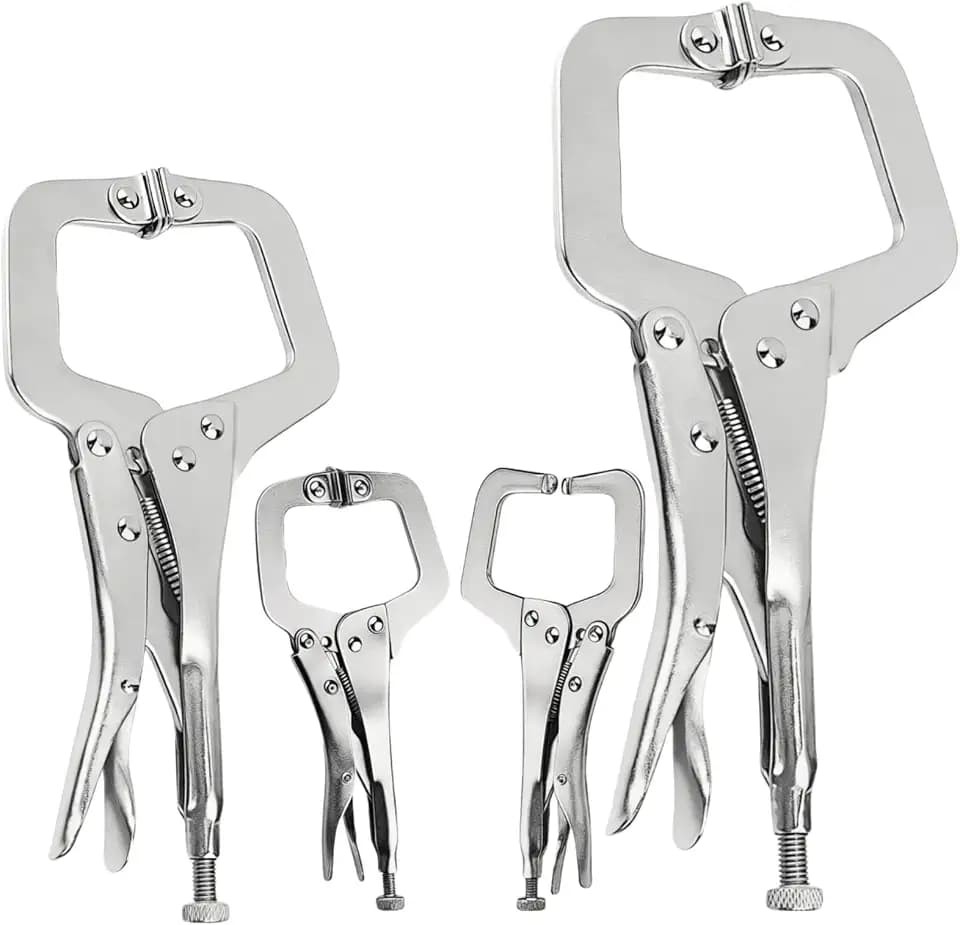 4Pcs C Clamp Locking, 2Pcs 6 inch, 9 inch, 11 inch Heavy Duty Welding Clamps Pliers Set Vise Grip Clamps with Swivel Pad for Electrician Maintenance, Wood Working, Welding Craftsmen Home Workshop Farm