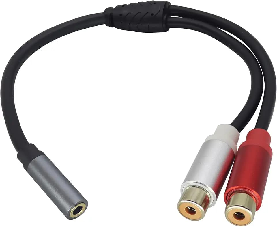 2 RCA Female Head to 3.5mm 1/8 Female Head Dual Shielded Red and White Cable Stereo Audio Auxiliary Y Splitter Adapter Sound Frequency Cable,Used for Speaker MP3 TV Phone,Etc(30 CM)