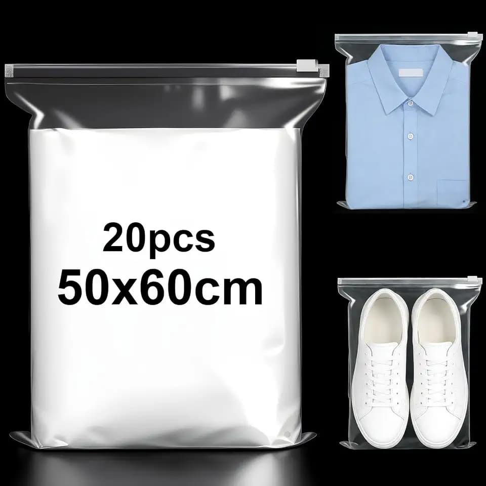 20 Stück Zipper Beutel 50x60 cm Zip Beutel Transparent Ziplock