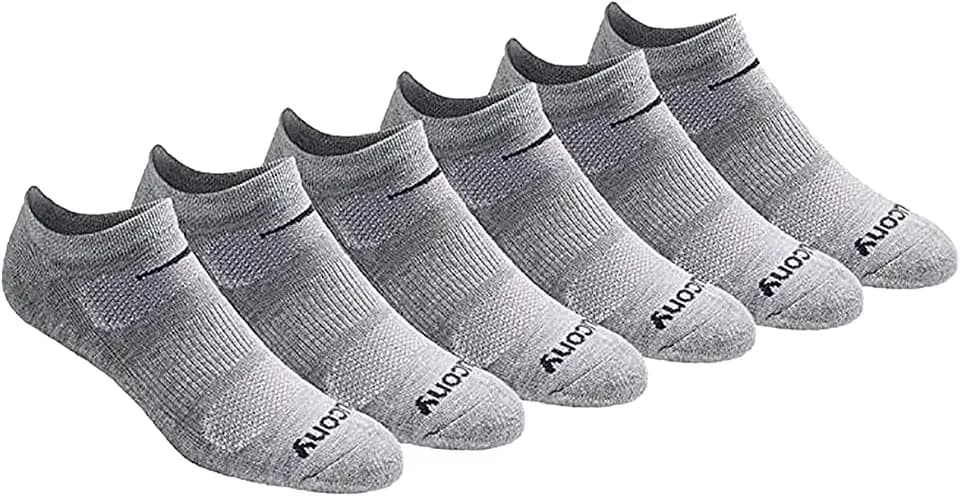 Saucony Men's RunDry Mesh Ventilating Comfort Fit Performance No-Show Socks, Available in M-XXL (6, 12, 18 Pairs)