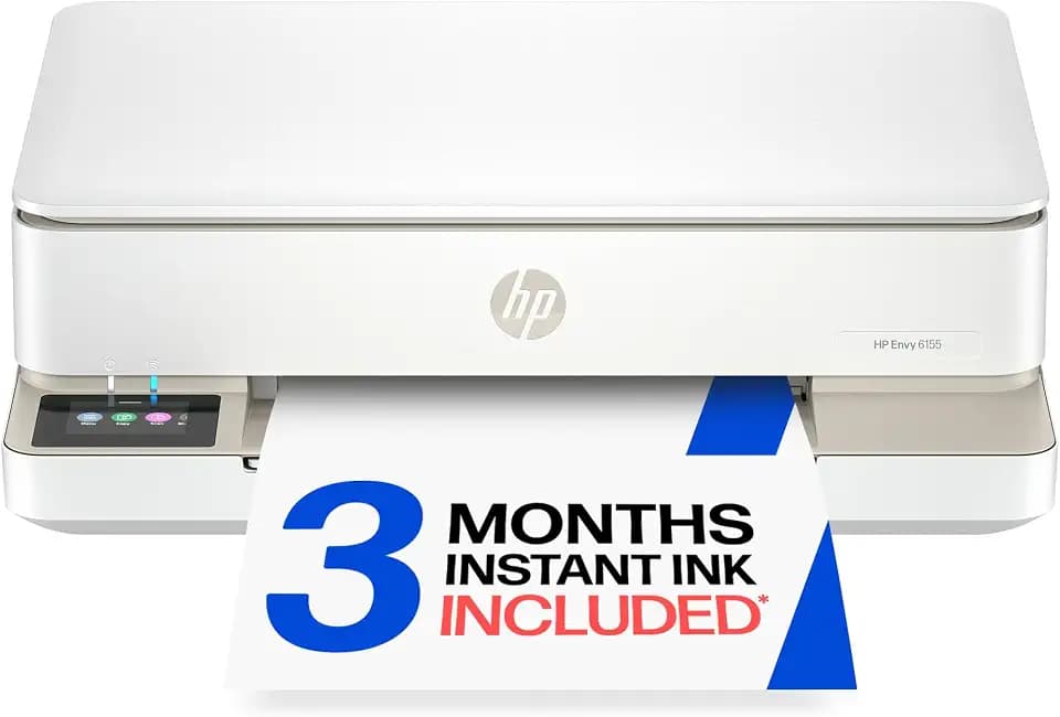 HP Envy 6155 Wireless All-in-One Color Inkjet Printer, Print, Scan, Copy, Duplex Printing Best-for-Home, 3 Month Trial of Instant Ink Included, AI-Capable (C2WR7A) Portobello