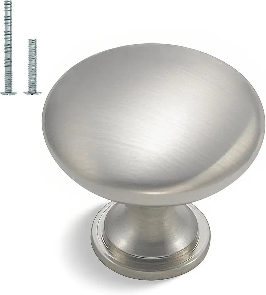 homdiy 20 Pack Brushed Nickel Round Solid Zinc Alloy Cabinet Knobs