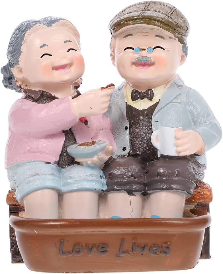 Ältere Paar-Figur liebende Großeltern Statue Hochzeit Kuchen Topper Eltern Figur Mini Ehemann Frau Skulptur für Jahrestag Valentinstag Stil 5