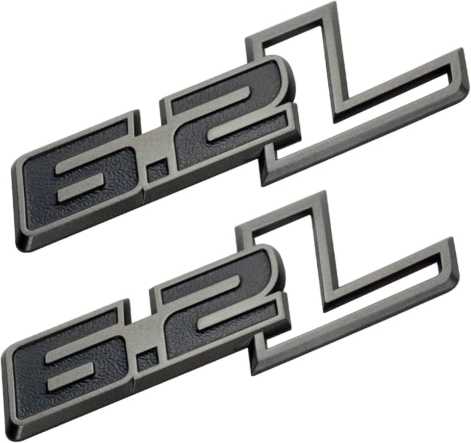 2 Pack 6.2L Liter Emblems Engine Side Fender Badge 3D Sticker Decals Nameplate Logo Fit for 150 250 350 (Chrome Black)