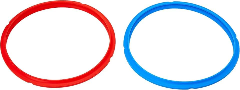Instant Pot 2-Pack Dichtungsring, Innentopfdichtungsring, Elektrisches Schnellkochtopfzubehör, ungiftig, BPA-frei, Ersatzteile, Rot/Blau, 5 und 6 QT