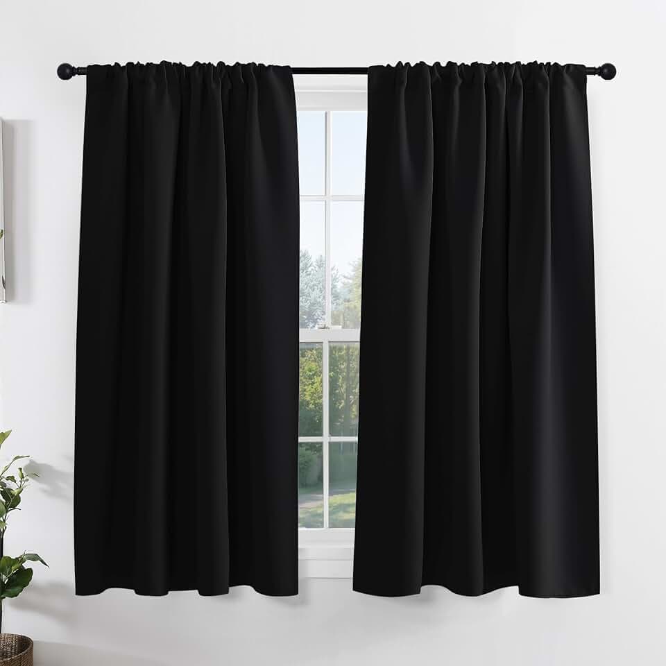 PONY DANCE Blackout Short Window Curtain Panels 40 inch Long, 2 Panels