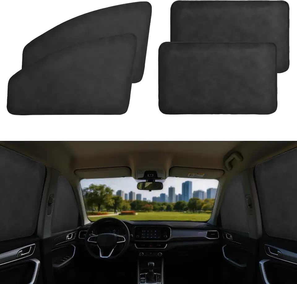 XCBYT Magnetic Car Side Window Shades, 100% Blackout Privacy Soft Suede