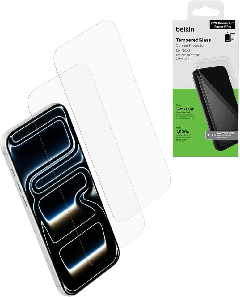 Belkin TemperedGlass Displayschutz für iPhone 18 Pro / 17 Pro, 2er-Pack