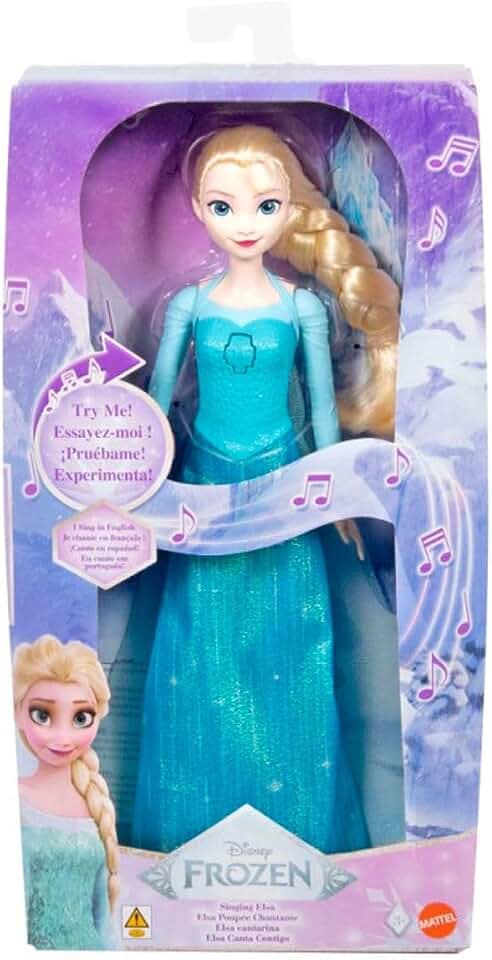 Disney La Reine des Neiges Elsa Poupée Chantante, chante la chanson «Libérée, délivrée» issue du film d’animation «La Reine des Neiges» dans 4 langues: Anglais, Français, Portugais, Espagnol, JDX48