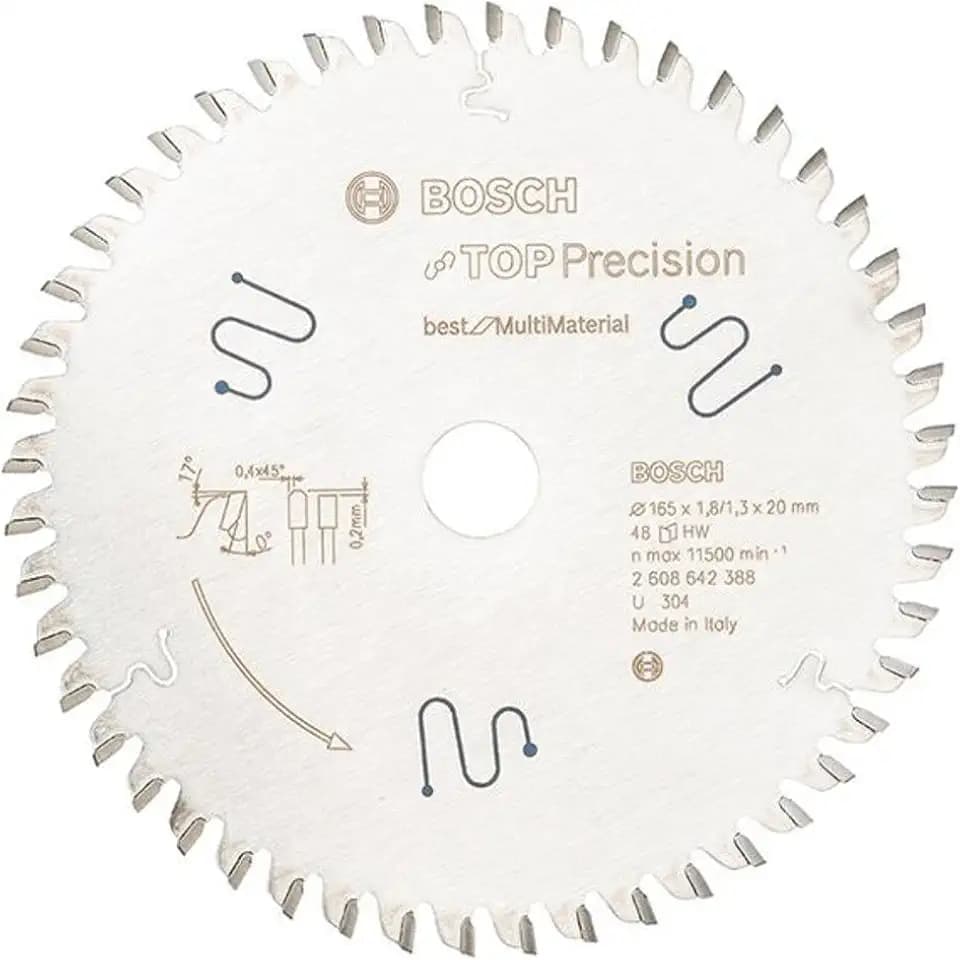 Bosch Professional Kreissägeblatt Top Precision Best für Multi Material, 165 x 20 x 1,8 mm, 48, 2608642388, Farbe, Size