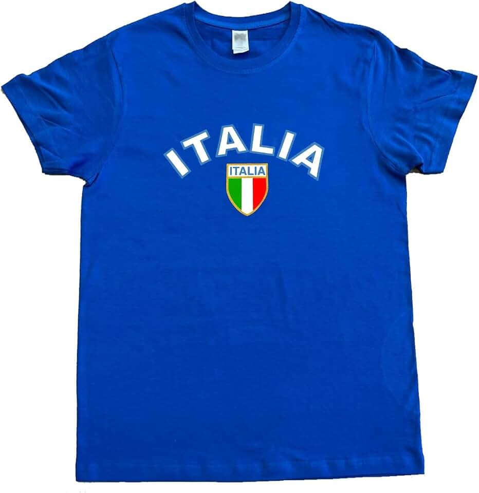 T-Shirt Italien Hellblau, für Erwachsene, bedruckt in Italien mit ungiftigen Farben. 100 % Baumwolle, Rundhalsausschnitt, kurze Ärmel, regulärer Schnitt.