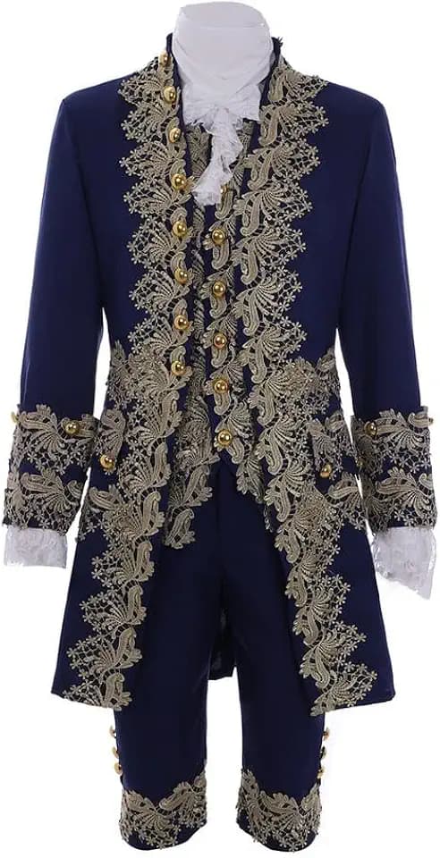 VEECOOCOS Victorian Rococo Costume 18th Century King Prince Cosplay Suit Men's Halloween Costume