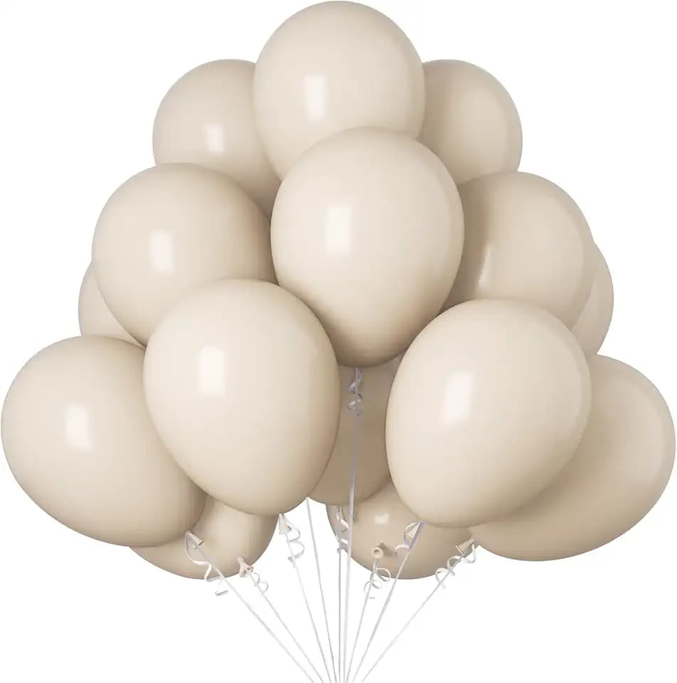 Luftballons Weiß Beige, 30 Stück Helium Weiße Luftballons Geburtstag Set, Creme Beige Ballons Weiß für Geburtstagsdeko Babyparty Taufe Verlobung Bride to Be Deko Boho Hochzeit Party Deko
