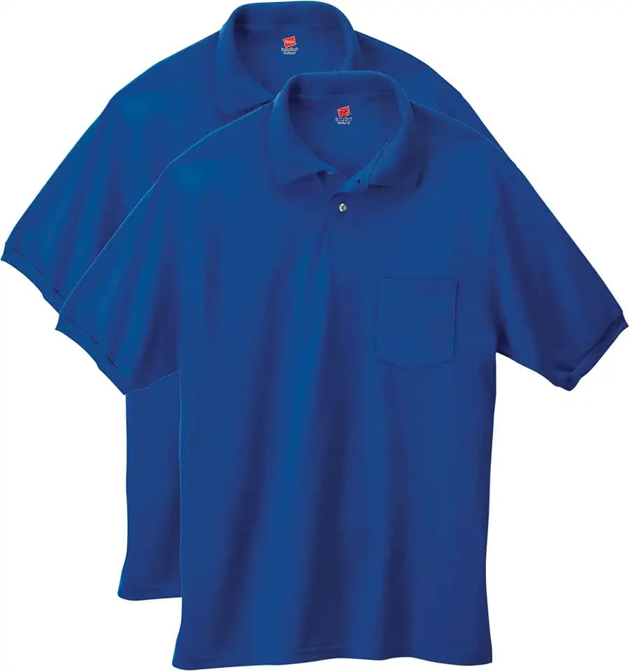 Hanes Men's Short Sleeve Jersey Pocket Polo (Pack of 2)