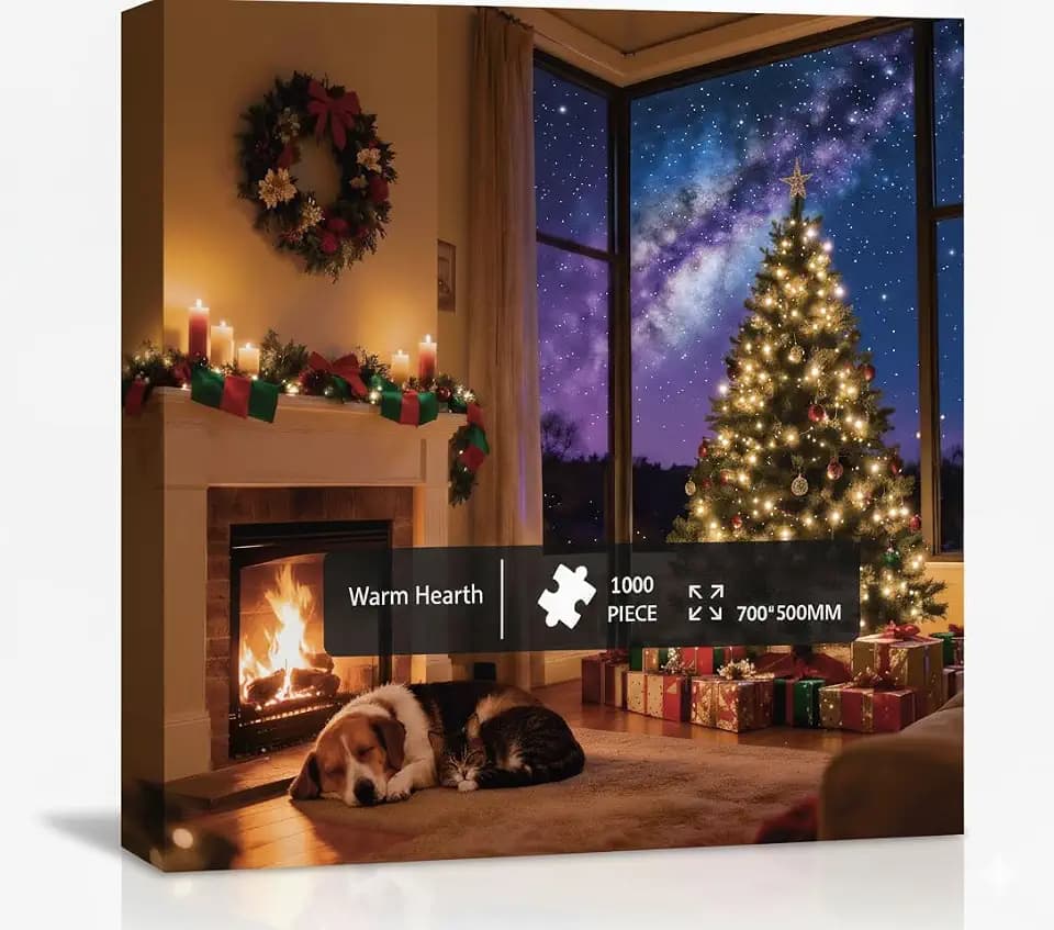 1000 Pieces Jigsaw Puzzles for Adults, Christmas Series - Festive Holiday Art, Fun Family Game, Best Xmas Gift Idea & Home Decoration, Large 28" x 20" （Warm Hearth）