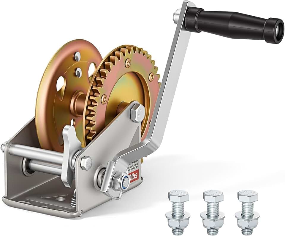 VEVOR Boat Winch, 1600 lbs Hand Winch, Heavy Duty Manual Rope Crank, Portable Two-Way Ratchet, 4: 1 Gear Ratio, Easy Installation Gear for Boat Trailer ATV Towing