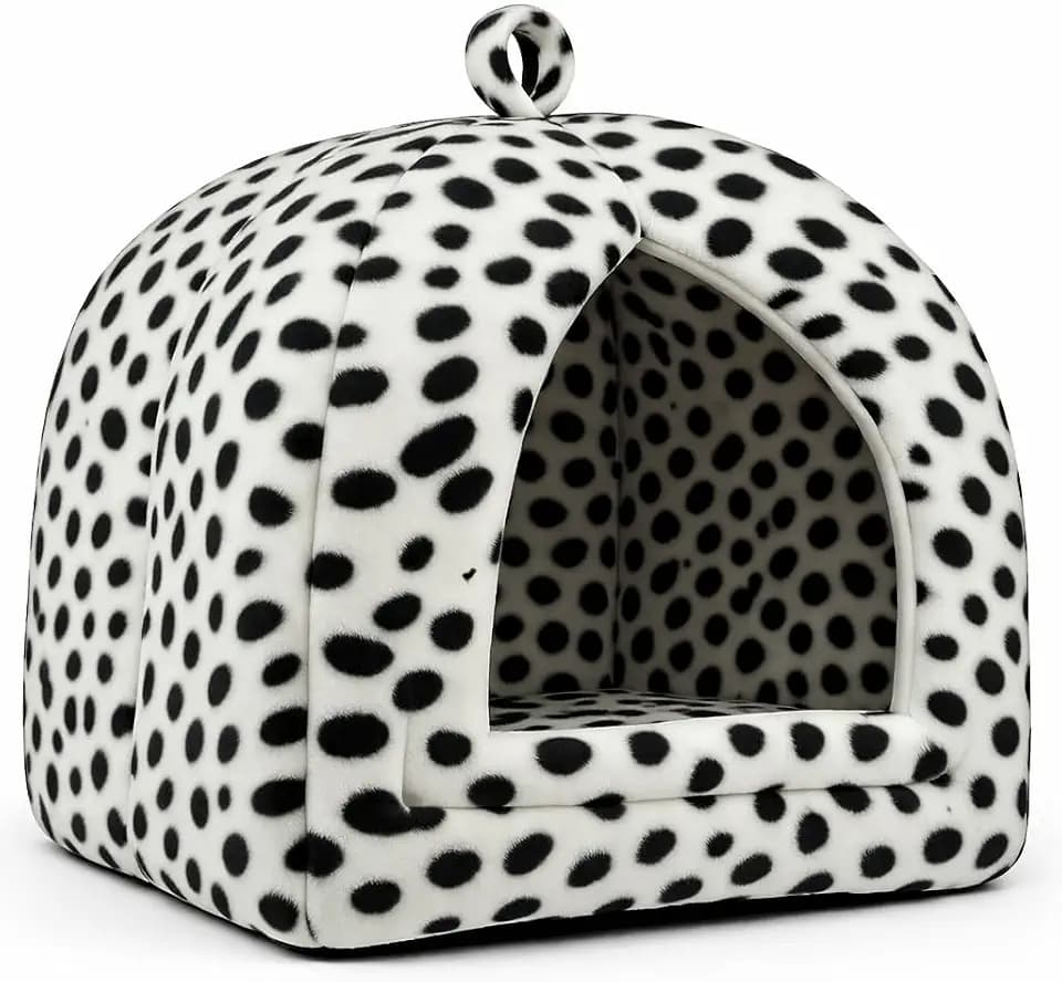 Iglu-Haustierbett, gemütliches Katzen- und Hundehaus aus Fleece, Höhle für Kätzchen und kleine Haustiere, weiches, waschbares Pyramidenbett für Wärme und Komfort im Innenbereich (Grau, Einheitsgröße)