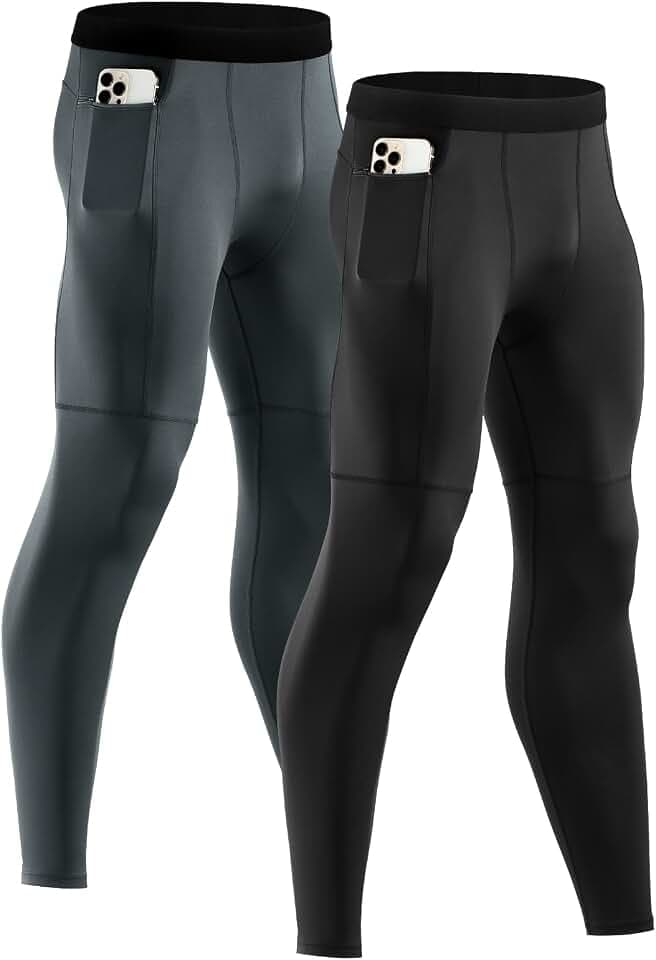 Niksa Sport Leggings männer 2er Pack,Laufhose Tight Lange Unterhose Quick Dry Kompression Hose für Fitness Gym Joggen